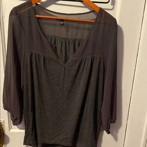 Elegant Sheer Gray Women's Top